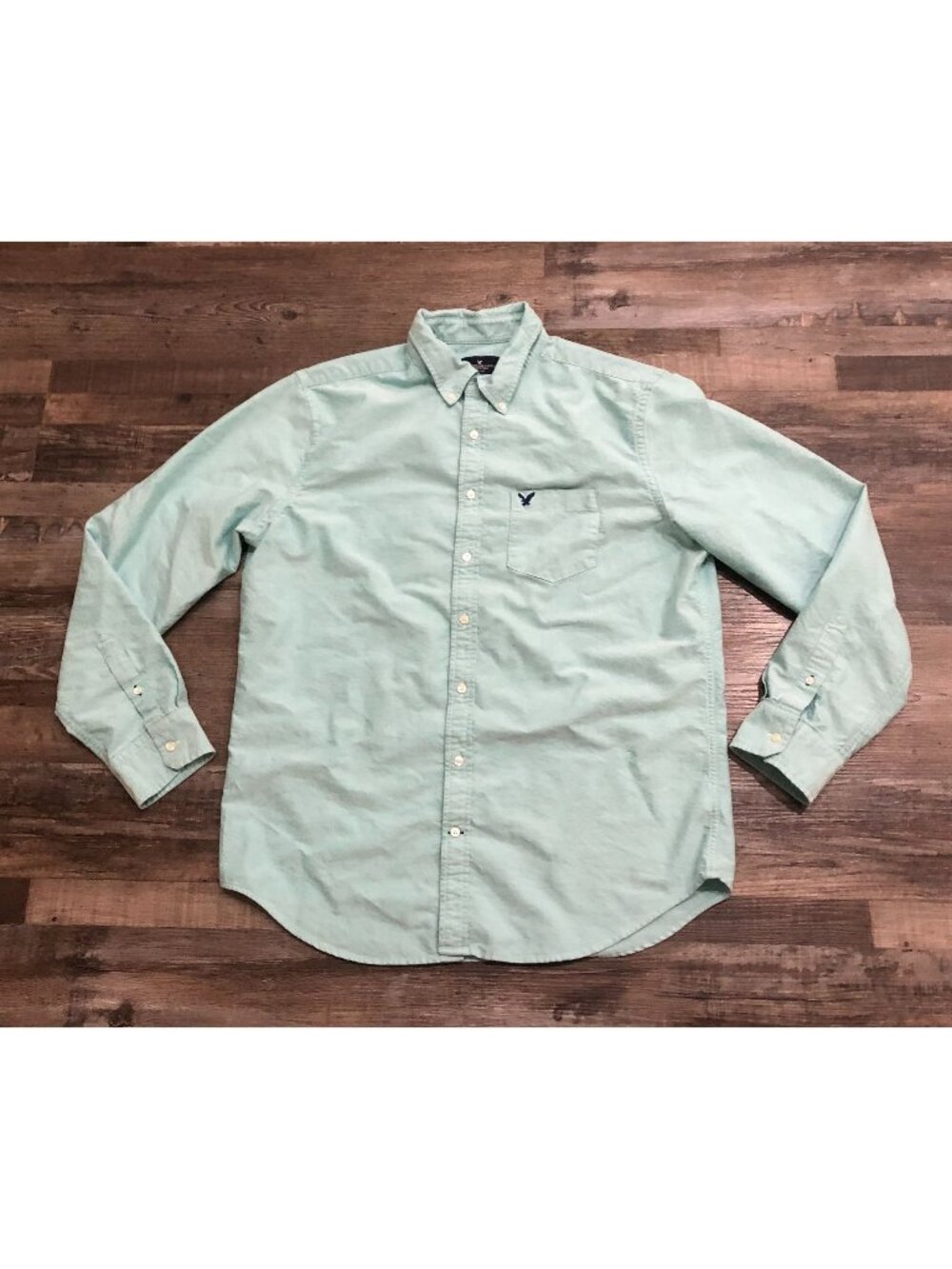 American Eagle Mens XLT Classic Fit Light Green Button Down Shirt XL Tall